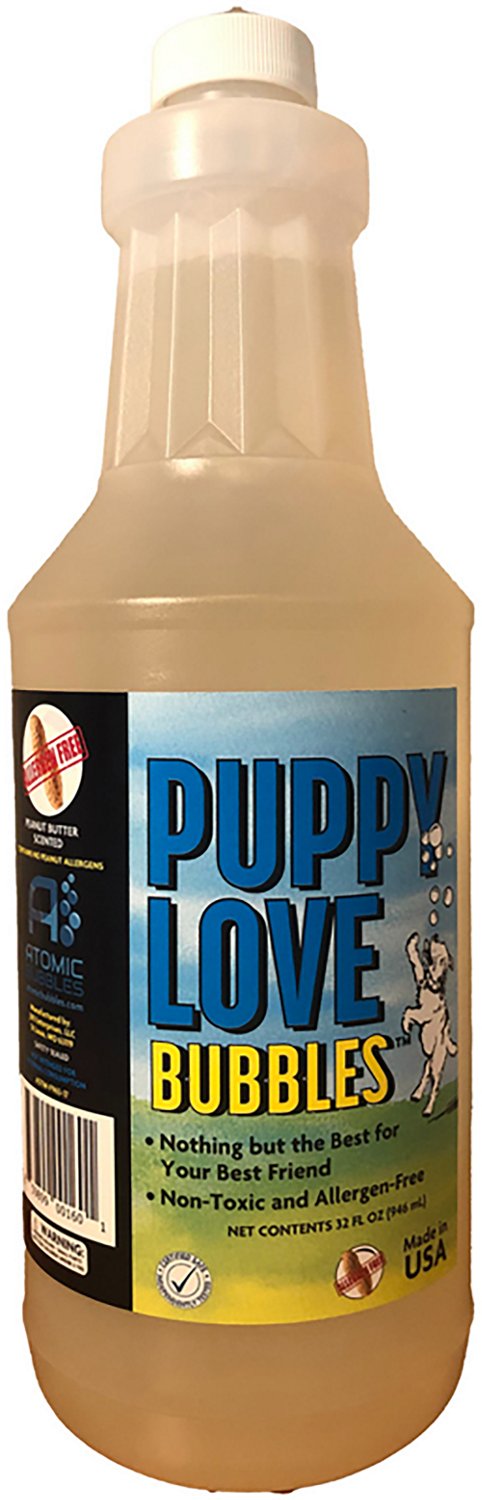 Atomic Bubbles Puppy Love 4 oz. Peanut Butter Scented Bubbles for Dogs