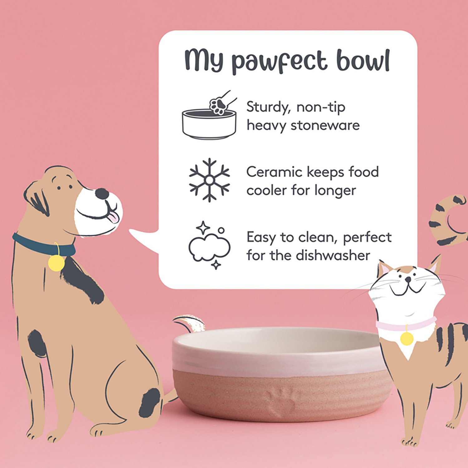 Mason Cash 5 in. Heart Paw 8 oz. Pet Bowl