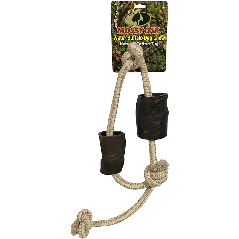 Mossy Oak 34 in. Slip-Knot Natural Cotton Rope Water Buffalo Horn and Tug Dog Chew