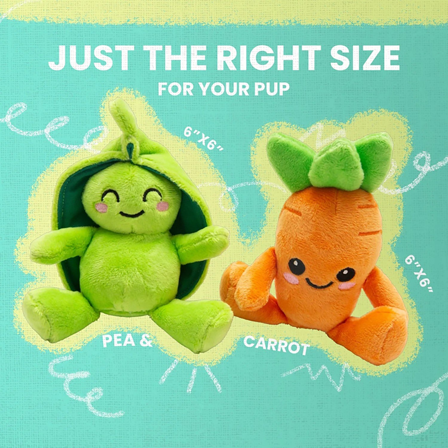 SnugArooz Carrot and Pea Plush Dog Toys 2-Pack