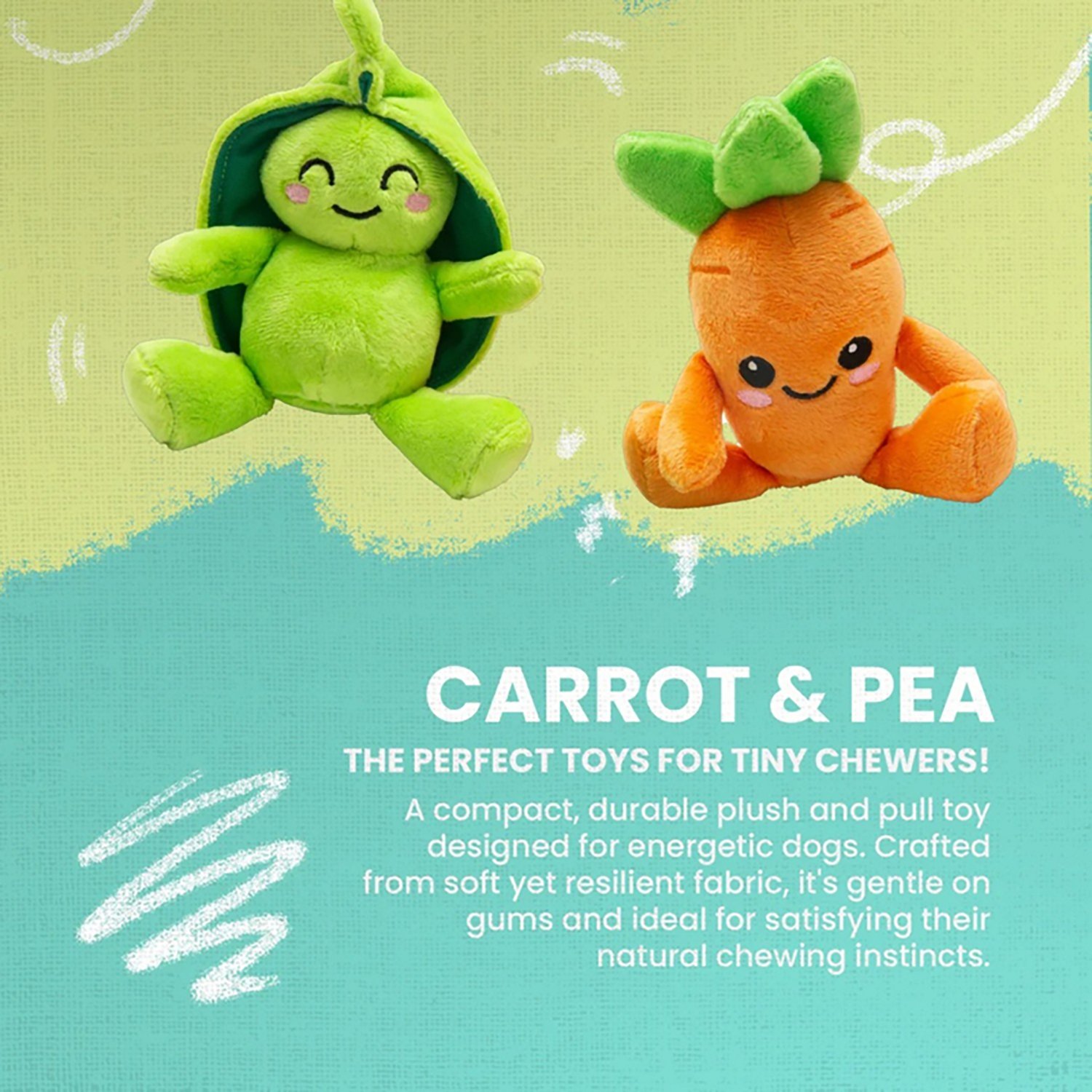 SnugArooz Carrot and Pea Plush Dog Toys 2-Pack