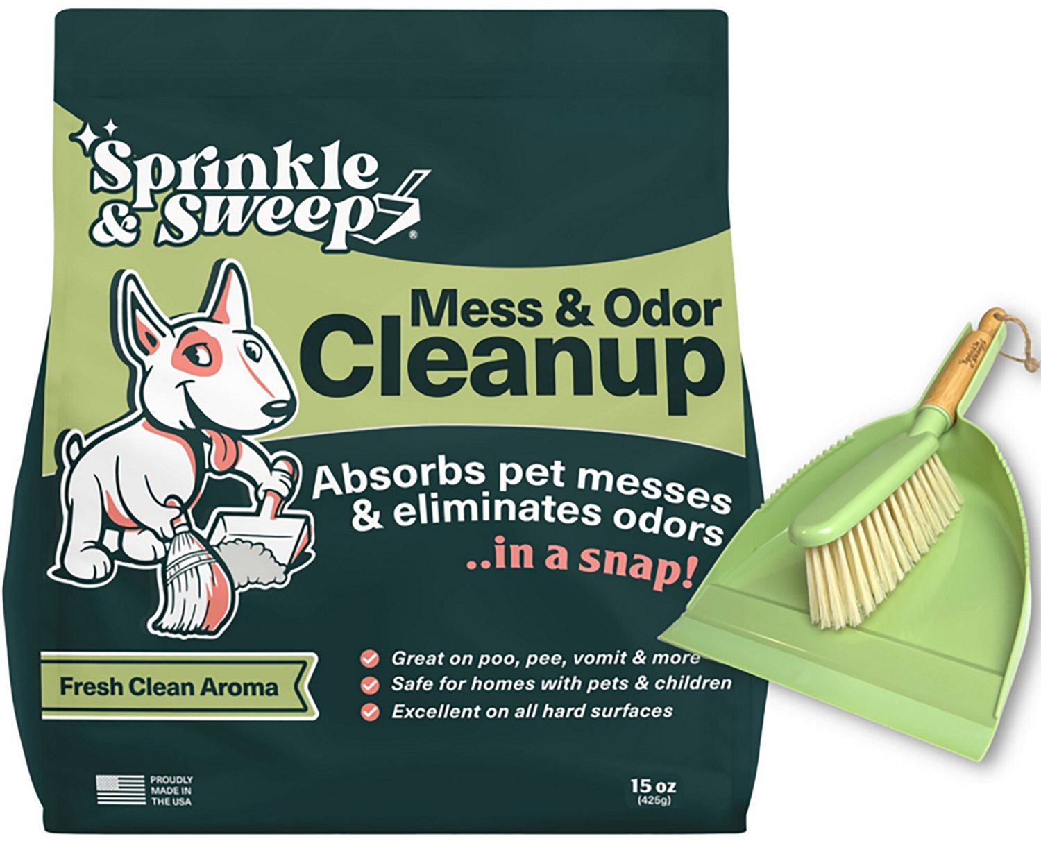 Sprinkle & Sweep 15 oz Pet Mess and Odor Cleanup Duo