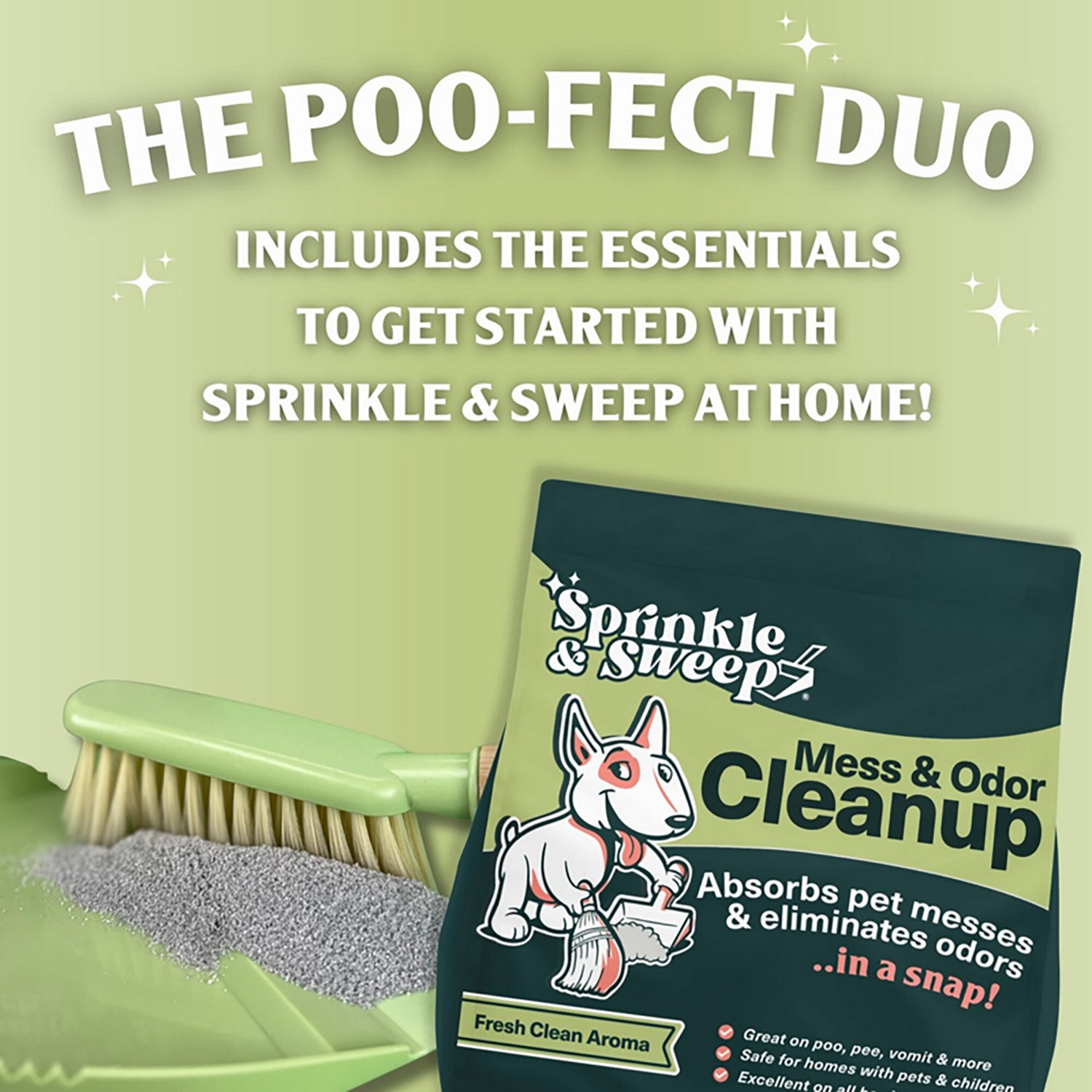 Sprinkle & Sweep 15 oz Pet Mess and Odor Cleanup Duo