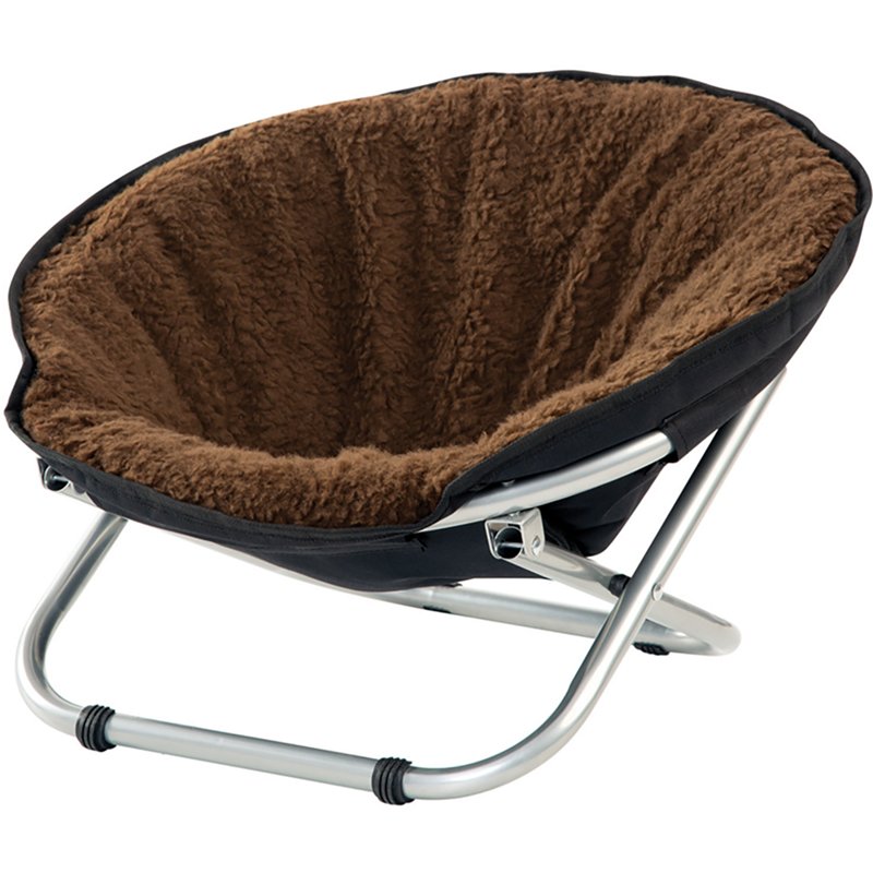 Etna Folding Pet Chair with Fuzzy Brown Cushion