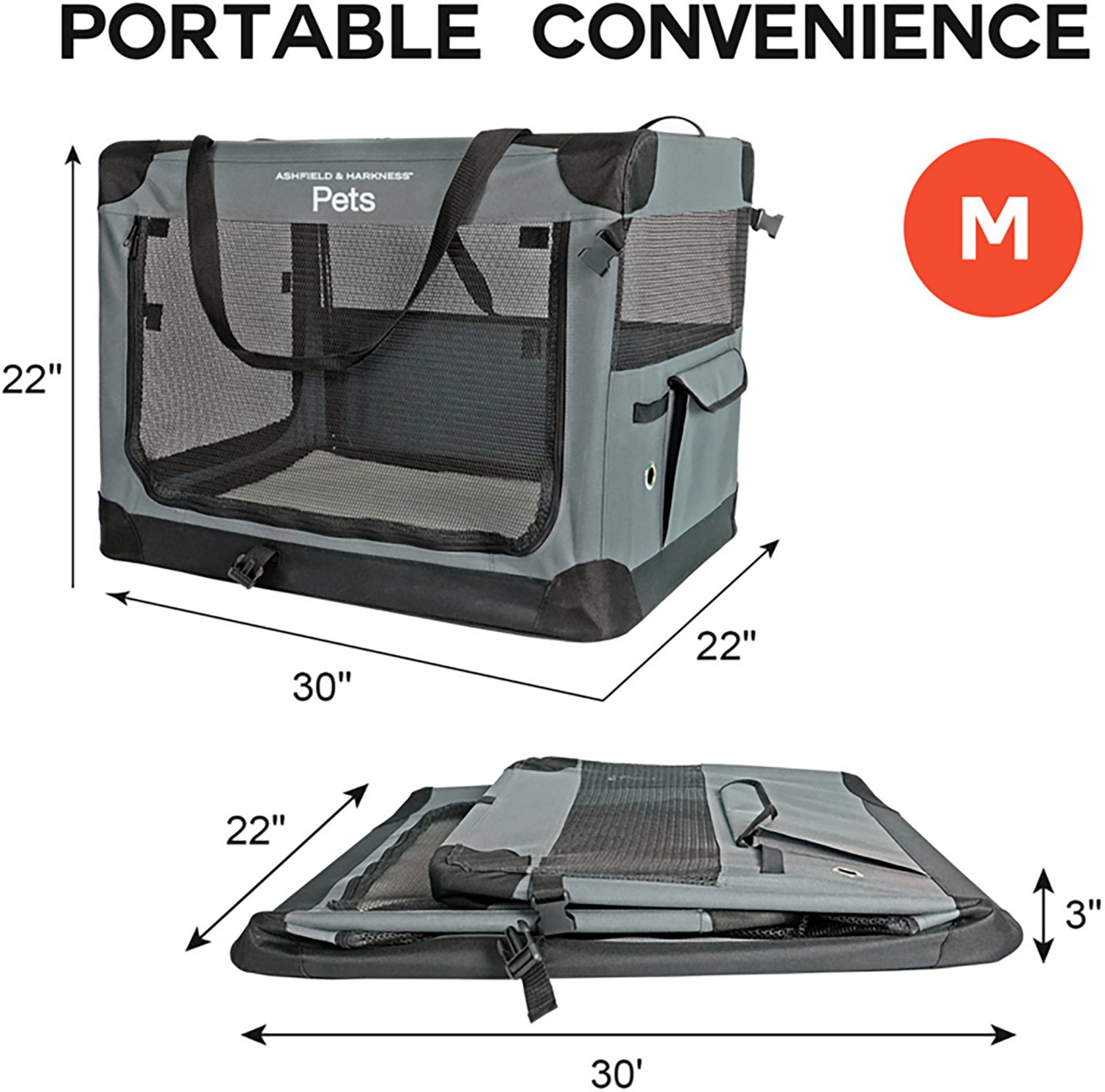 Ashfield & Harkness 30 in. Collapsible Soft Dog Crate - view number 2