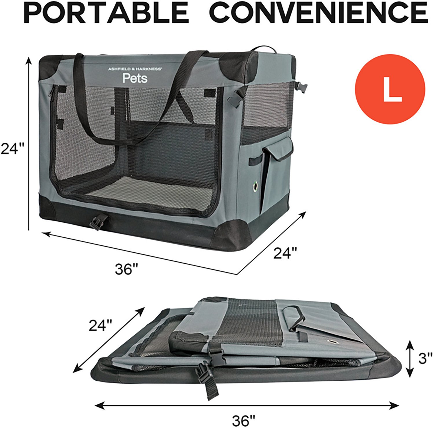 Ashfield & Harkness 36 in. Collapsible Soft Dog Crate - view number 2