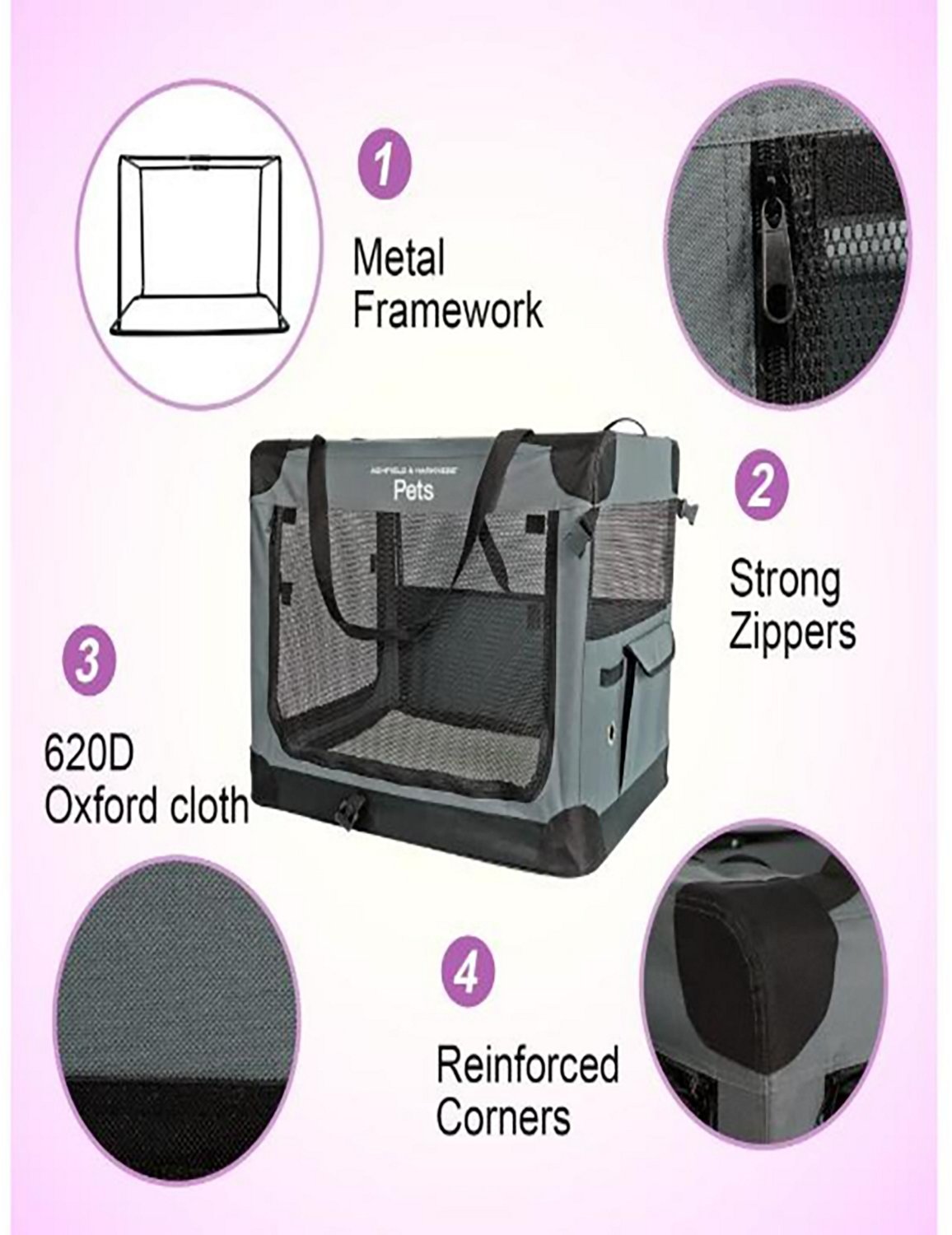 Ashfield & Harkness 42 in. Collapsible Soft Dog Crate - view number 3