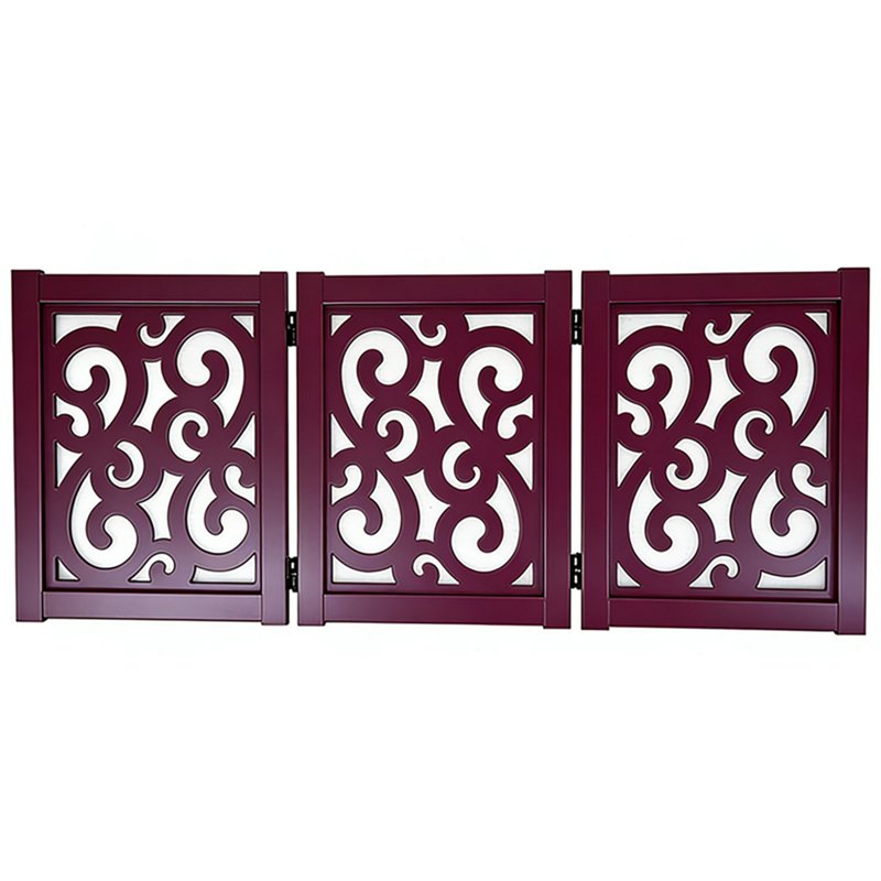 Ashfield and Harkness: Scroll 3 Panel Pet Gate - Mahogany
