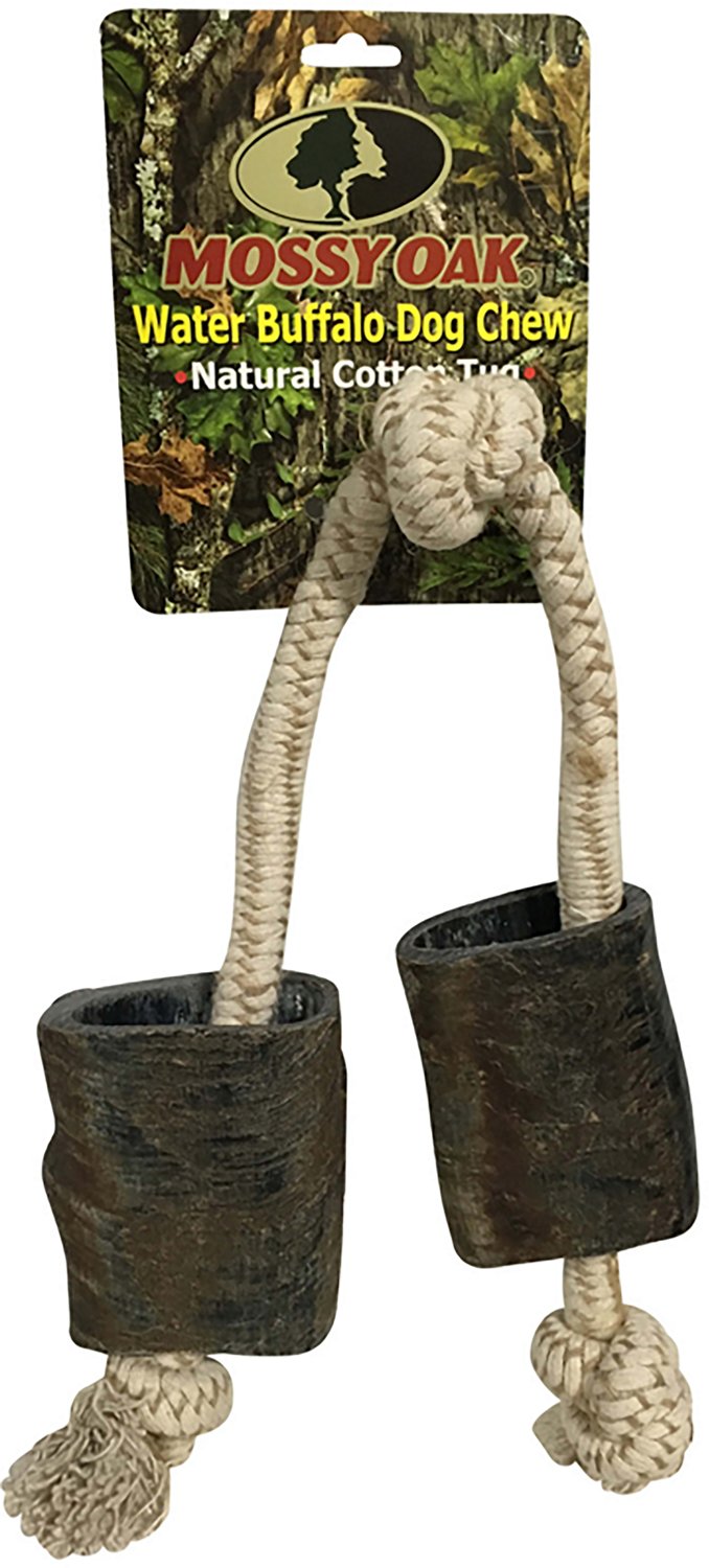 Mossy Oak Water Buffalo Horn and Tug Dog Chew 24 in. Knotted Natural Cotton Rope