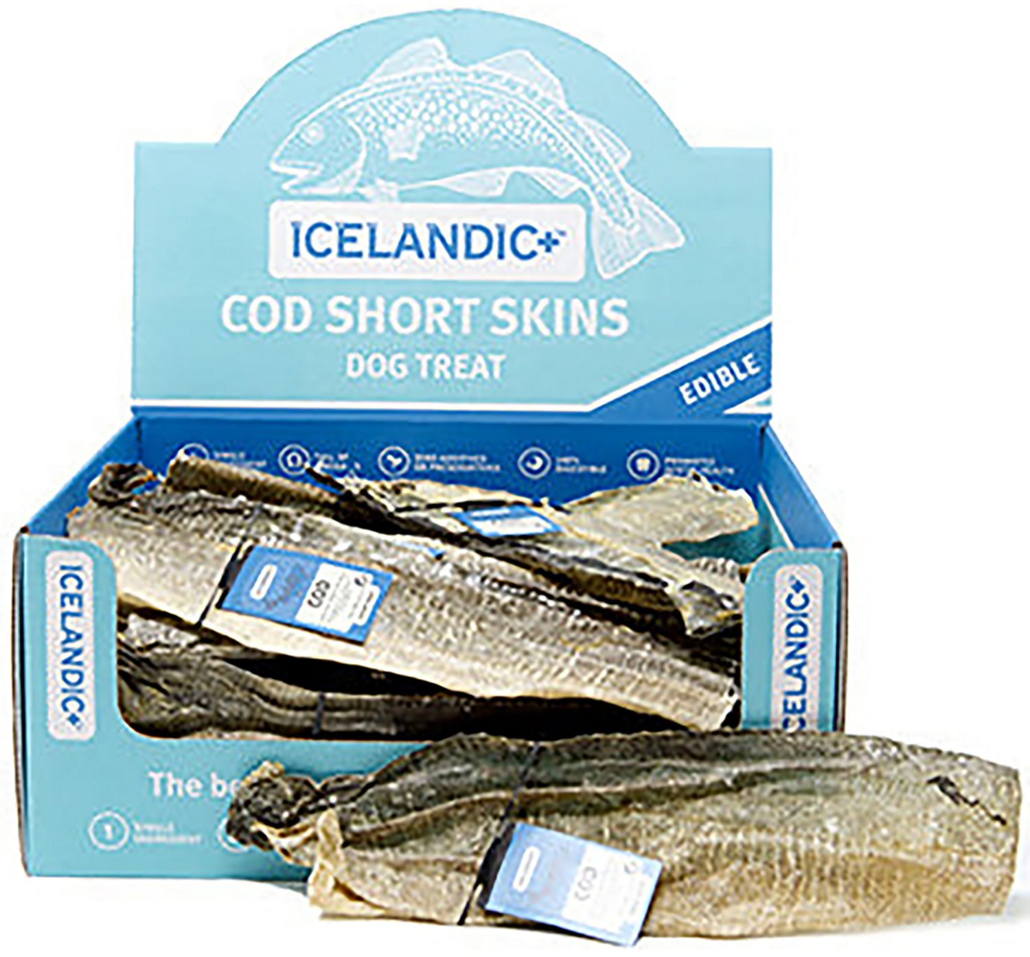 Icelandic+ Cod Short Skins 8-10 in. Strips Dog Treat Chews 36-Pack