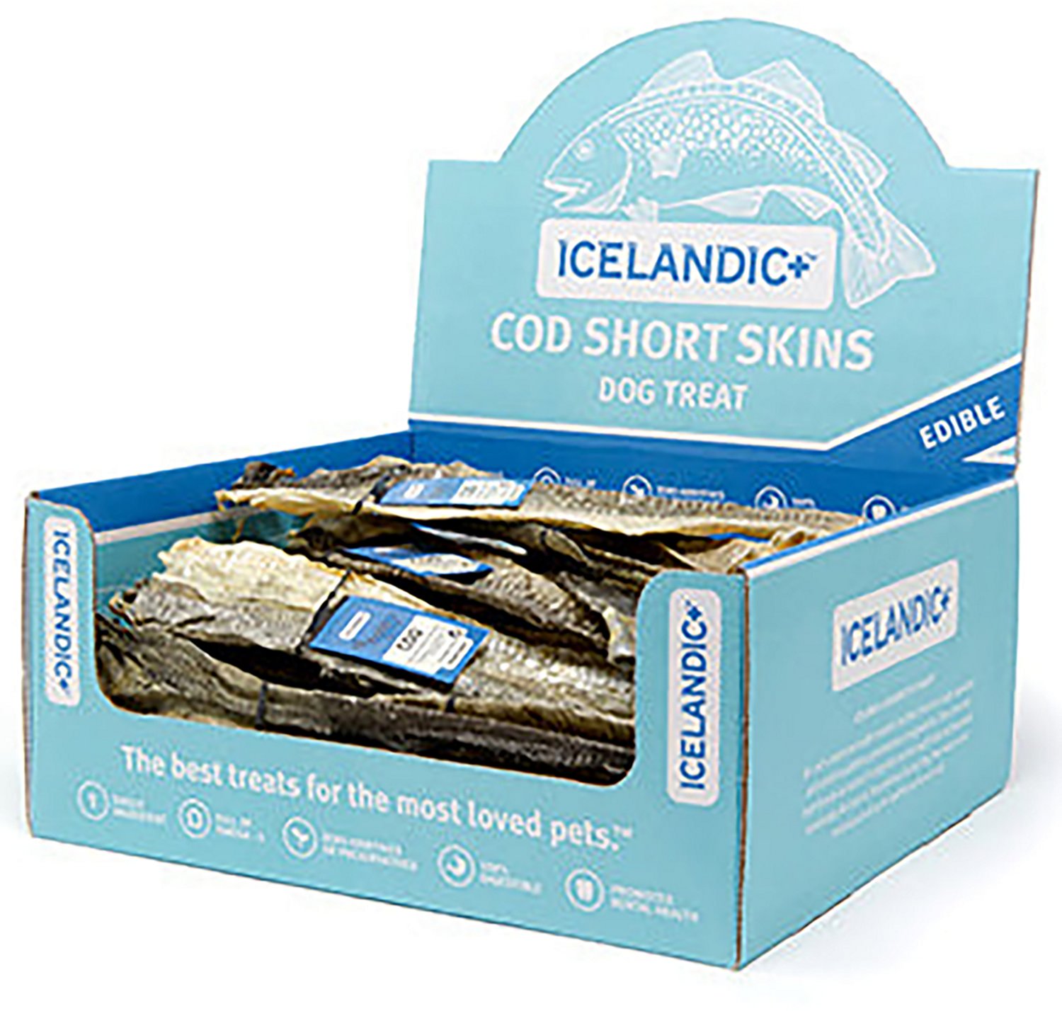 Icelandic+ Cod Short Skins 8-10 in. Strips Dog Treat Chews 36-Pack