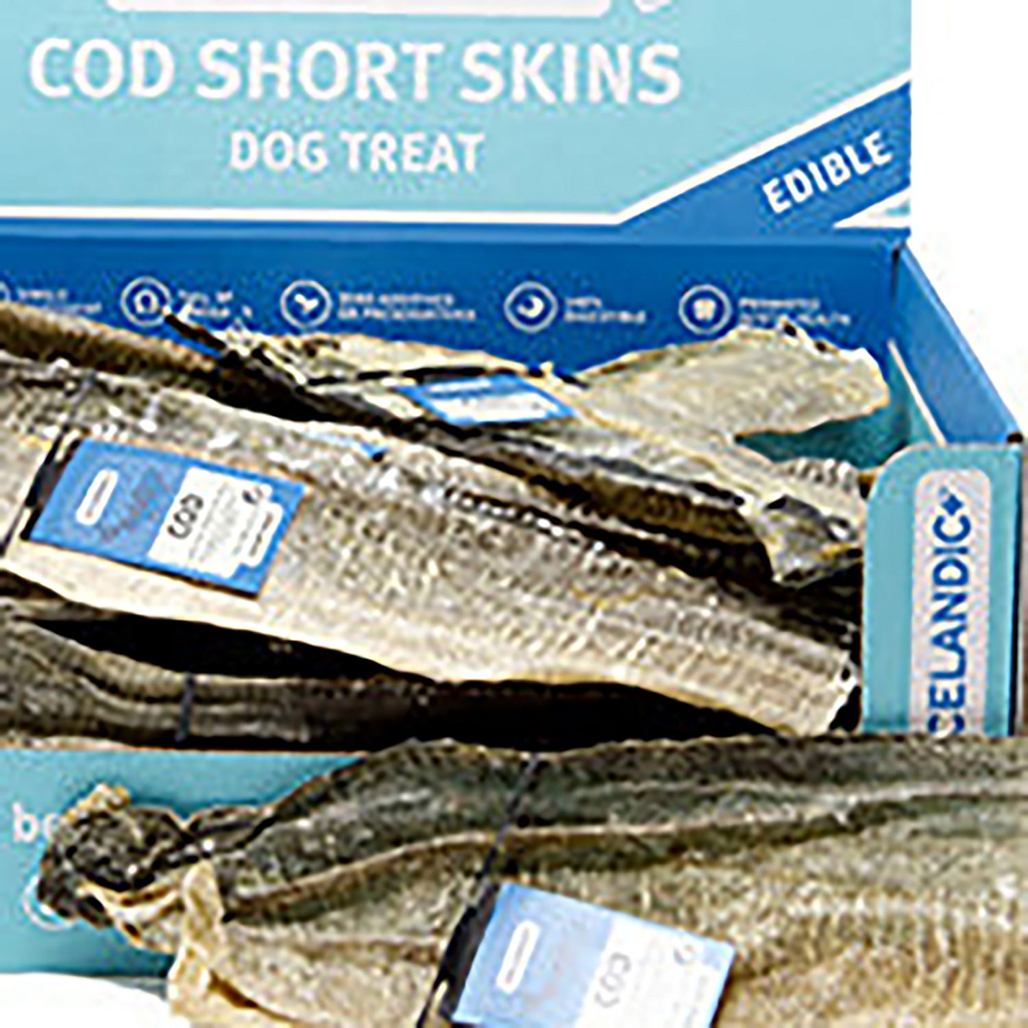 Icelandic+ Cod Short Skins 8-10 in. Strips Dog Treat Chews 36-Pack