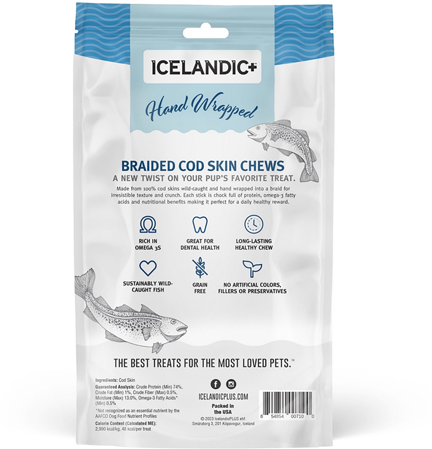 Icelandic+ Cod Skin Braids 5.5-7 in. Dog Treat Chews 5-Pack