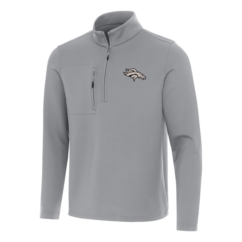 Men's Antigua  Gray Denver Broncos Insider Quarter-Zip Jacket