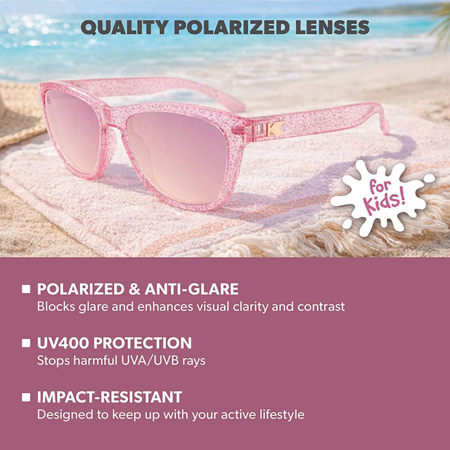 Knockaround Kids’ Pink Sparkle Premiums Sunglasses - view number 5