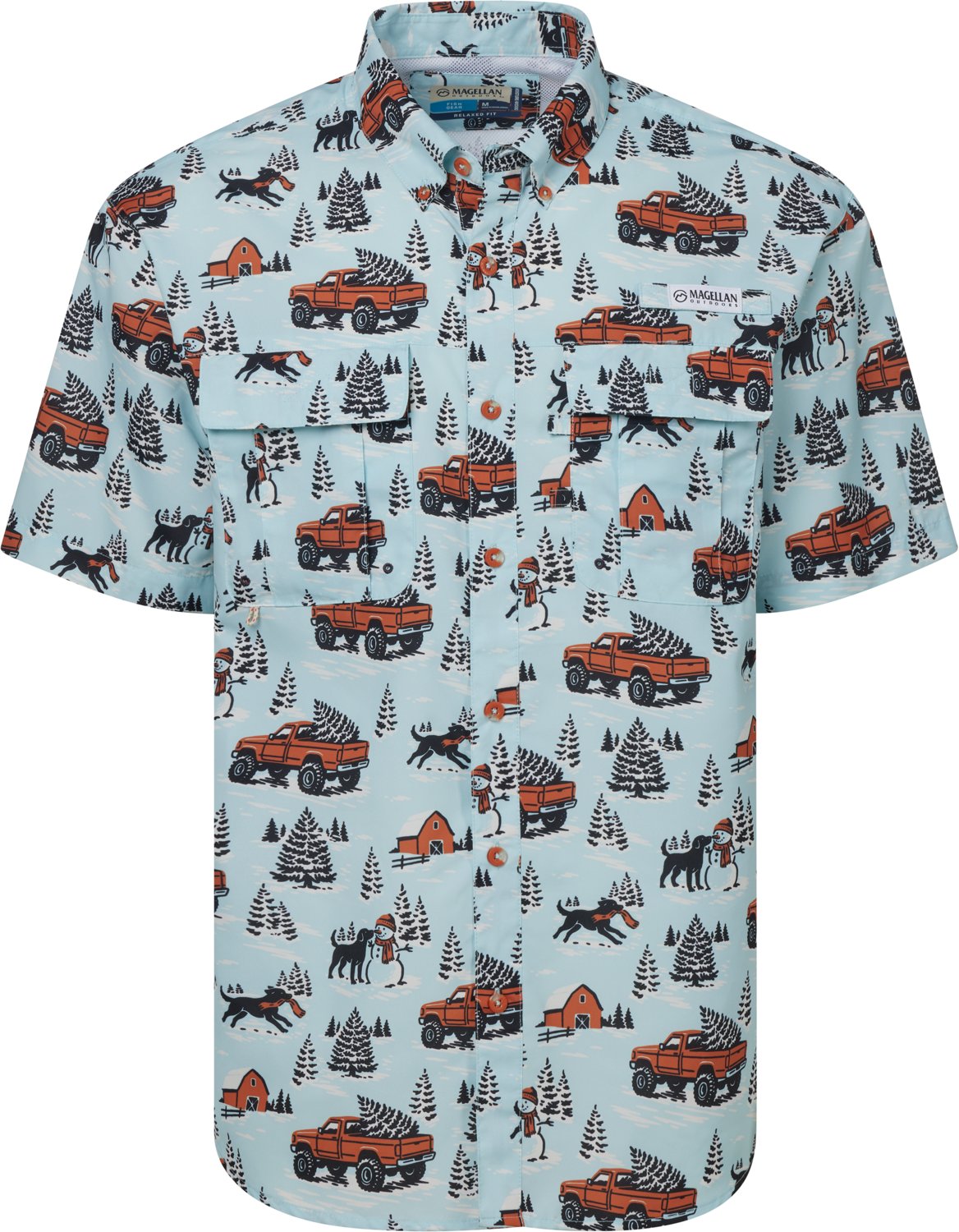 Magellan Outdoors Men's Laguna Madre Holiday Truck Short Sleeve Fishing Shirt