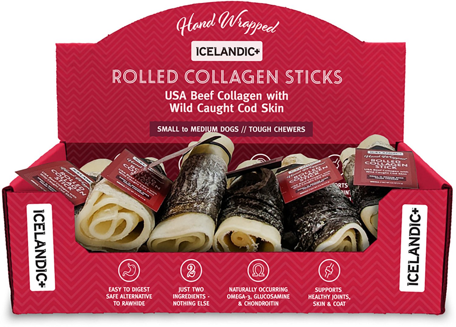 Icelandic+ Rolled Collagen Stick 4 in. Beef and Cod Skin 12-Pack