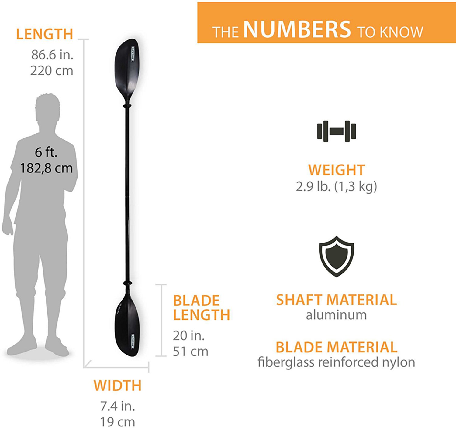 Lifetime Lite Elite 7'3" Kayak Paddle - view number 2