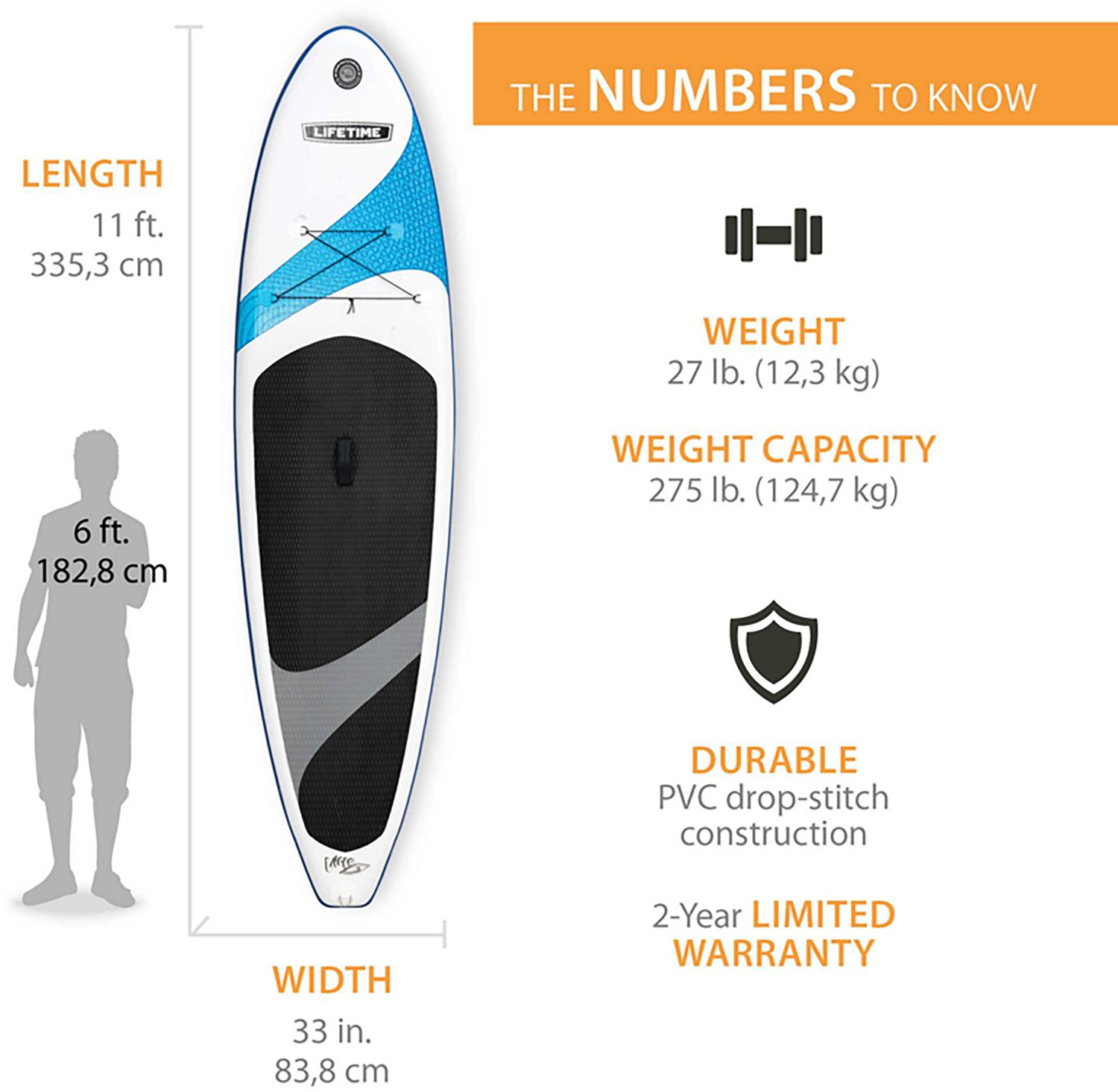 Lifetime Vista 11' Inflatable Stand-Up Paddleboard with Paddle - view number 2