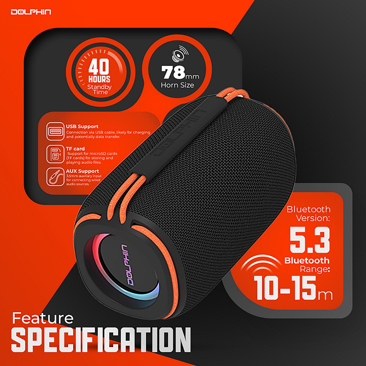 Dolphin Audio DR30 Diver Sport Bluetooth® Waterproof Portable Speaker - view number 4
