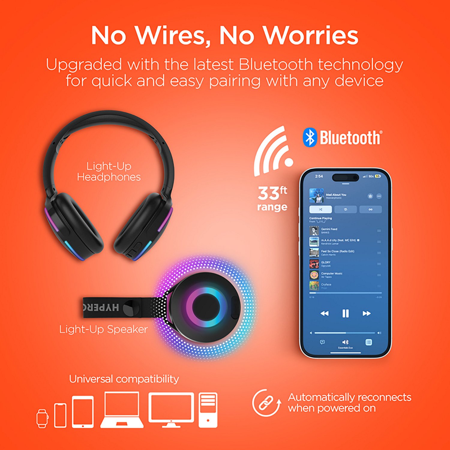 HyperGear Wireless Audio Essentials Duo Bluetooth® Headphones