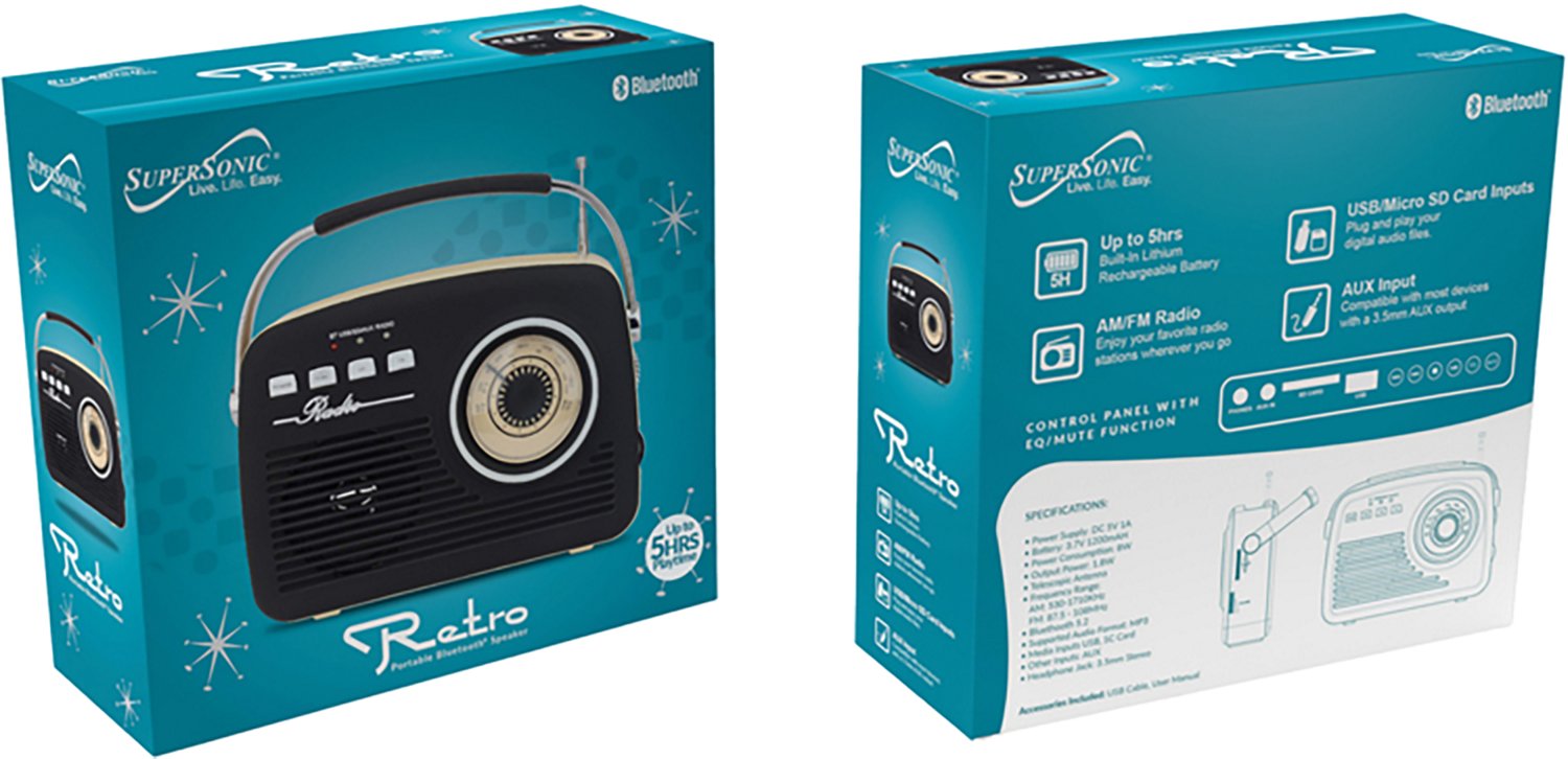 Supersonic SC-1201 Retro Portable AM/FM Radio