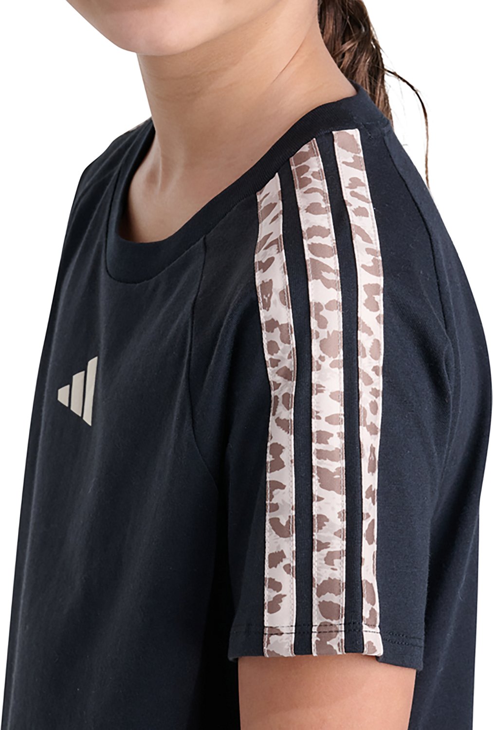 adidas Girls’ 3‑Stripes Printed Raglan T‑Shirt