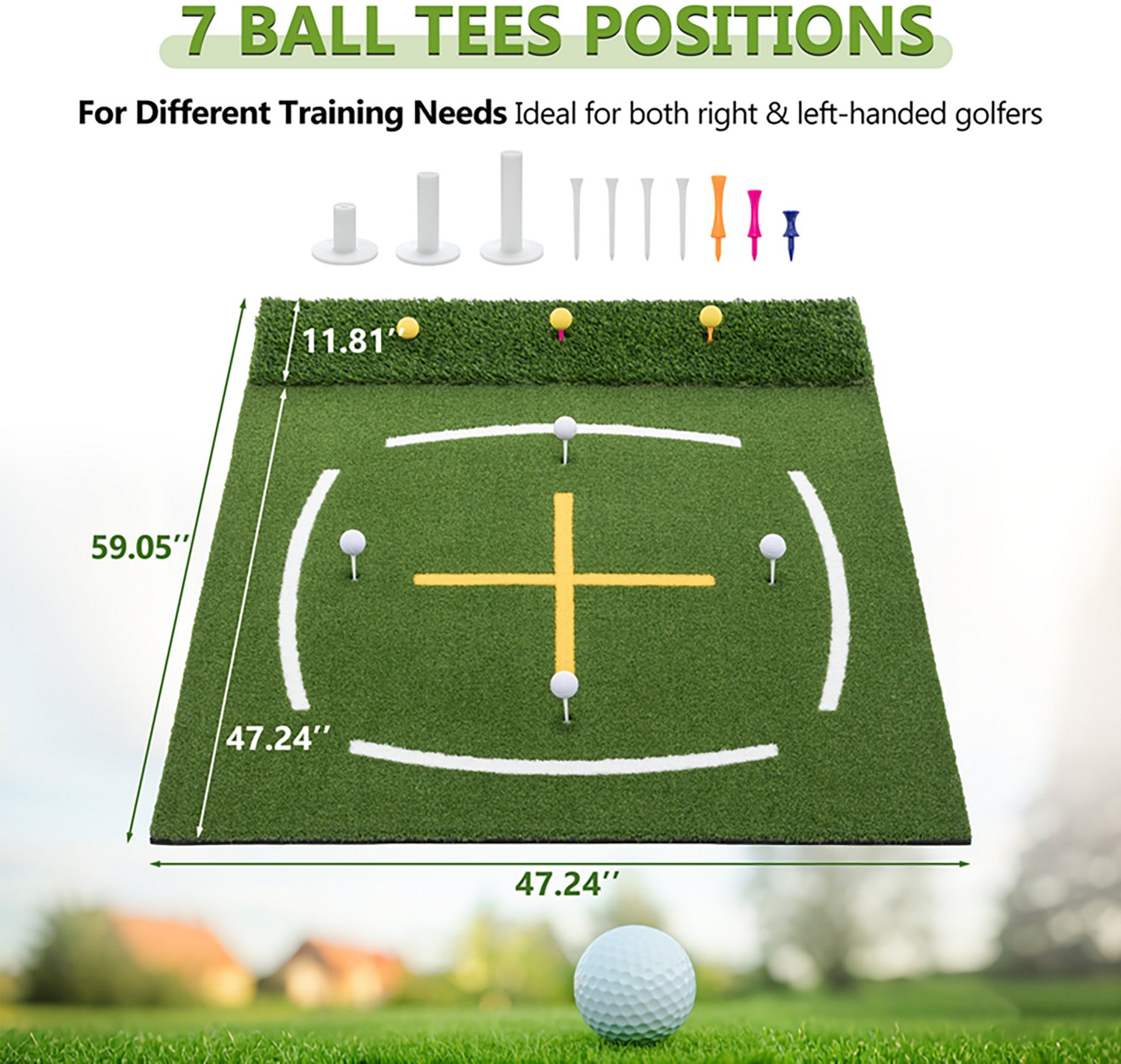 inQracer 5 ft x 4 ft Golf Hitting Mat with 7 Tee Positions - view number 3