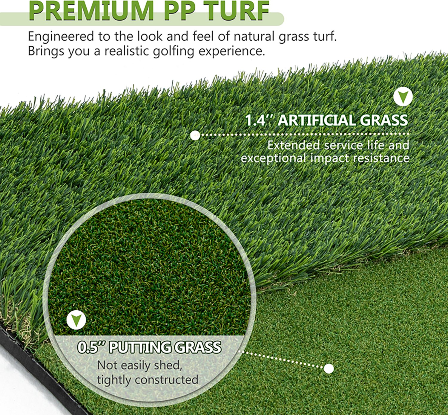 inQracer 5 ft x 4 ft Golf Hitting Mat with 7 Tee Positions - view number 4