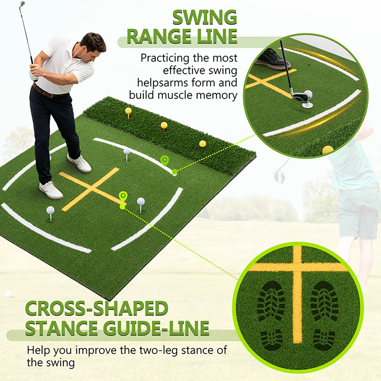inQracer 5 ft x 4 ft Golf Hitting Mat with 7 Tee Positions - view number 5