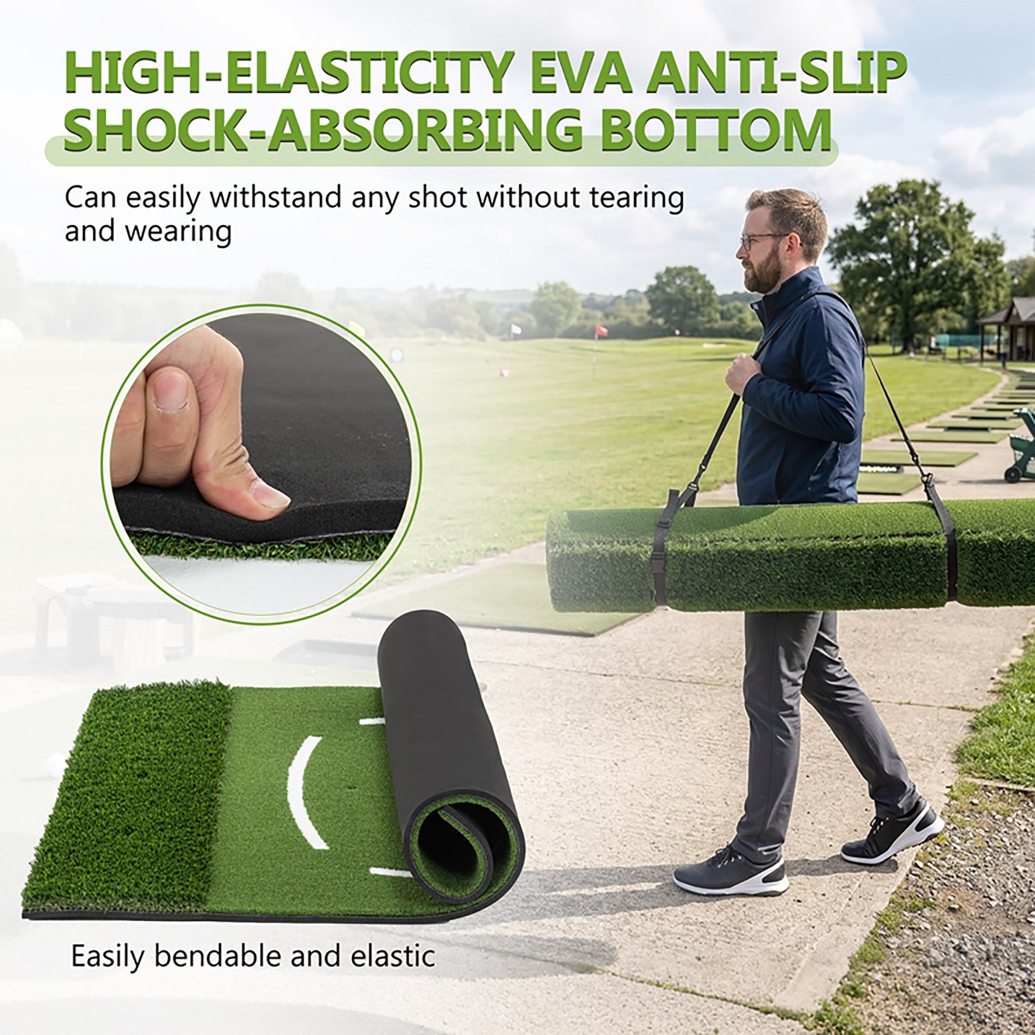 inQracer 5 ft x 4 ft Golf Hitting Mat with 7 Tee Positions - view number 6