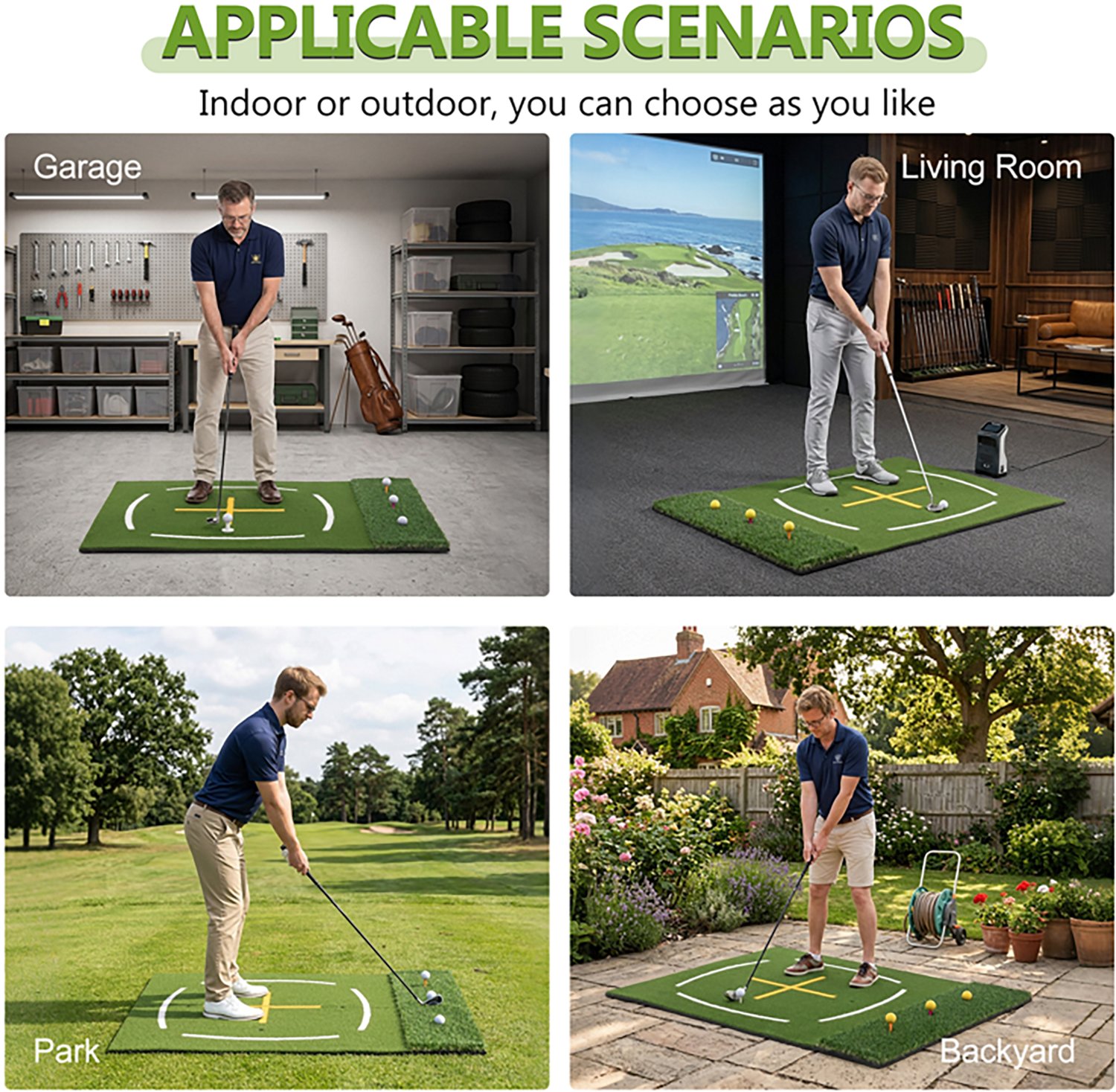 inQracer 5 ft x 4 ft Golf Hitting Mat with 7 Tee Positions - view number 7