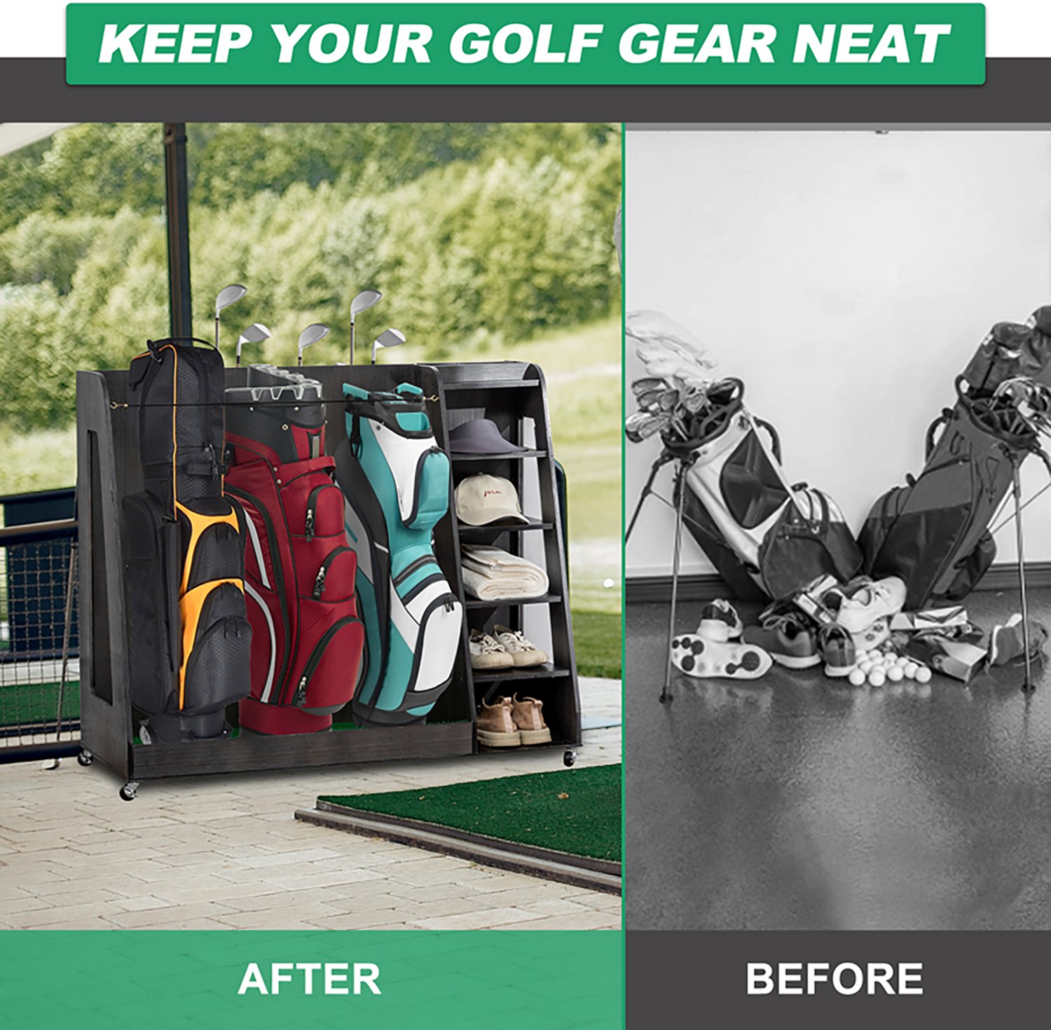 inQracer Wooden Golf Bag Storage Rack - view number 6