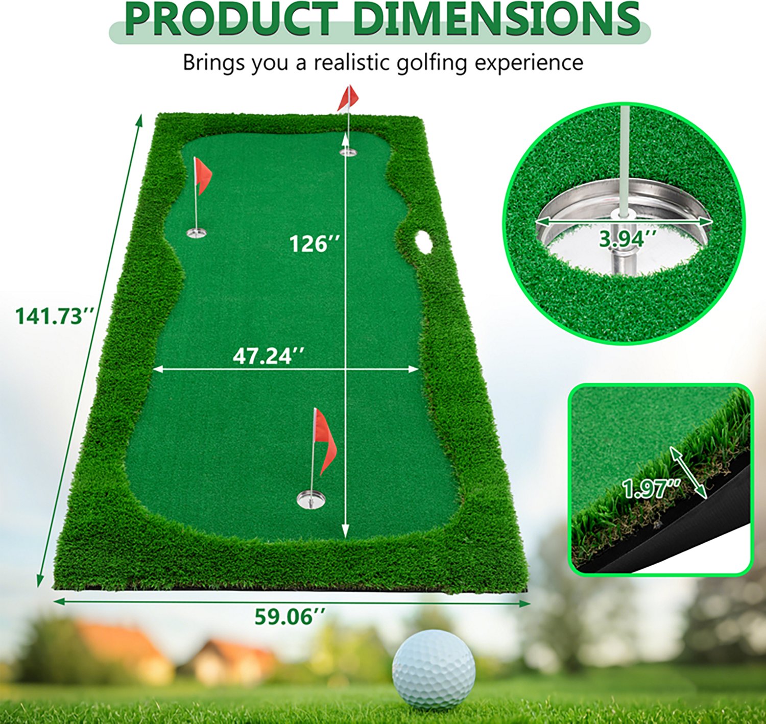 inQracer 12 ft x 5 ft Golf Putting Green Training Mat - view number 2