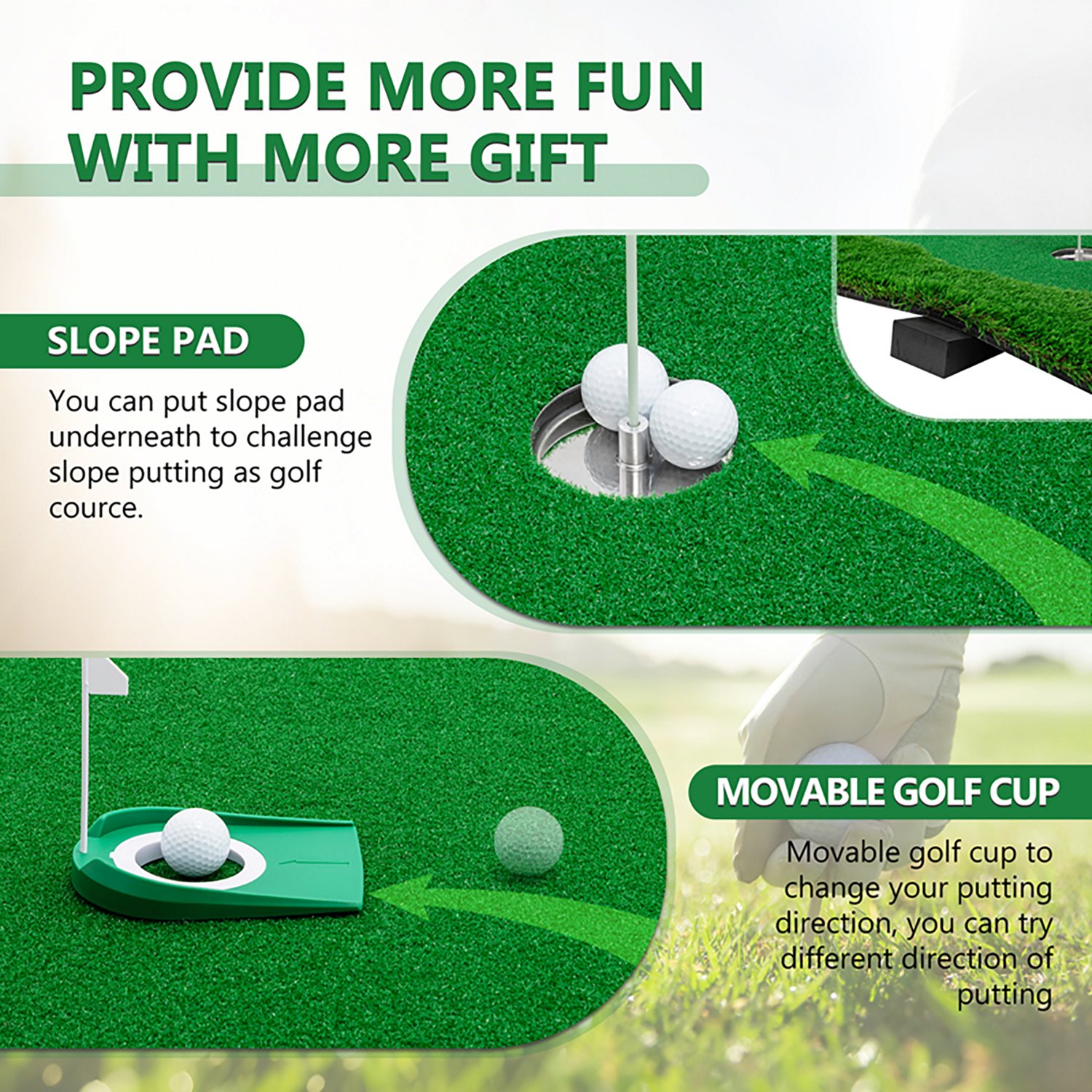 inQracer 12 ft x 5 ft Golf Putting Green Training Mat - view number 4