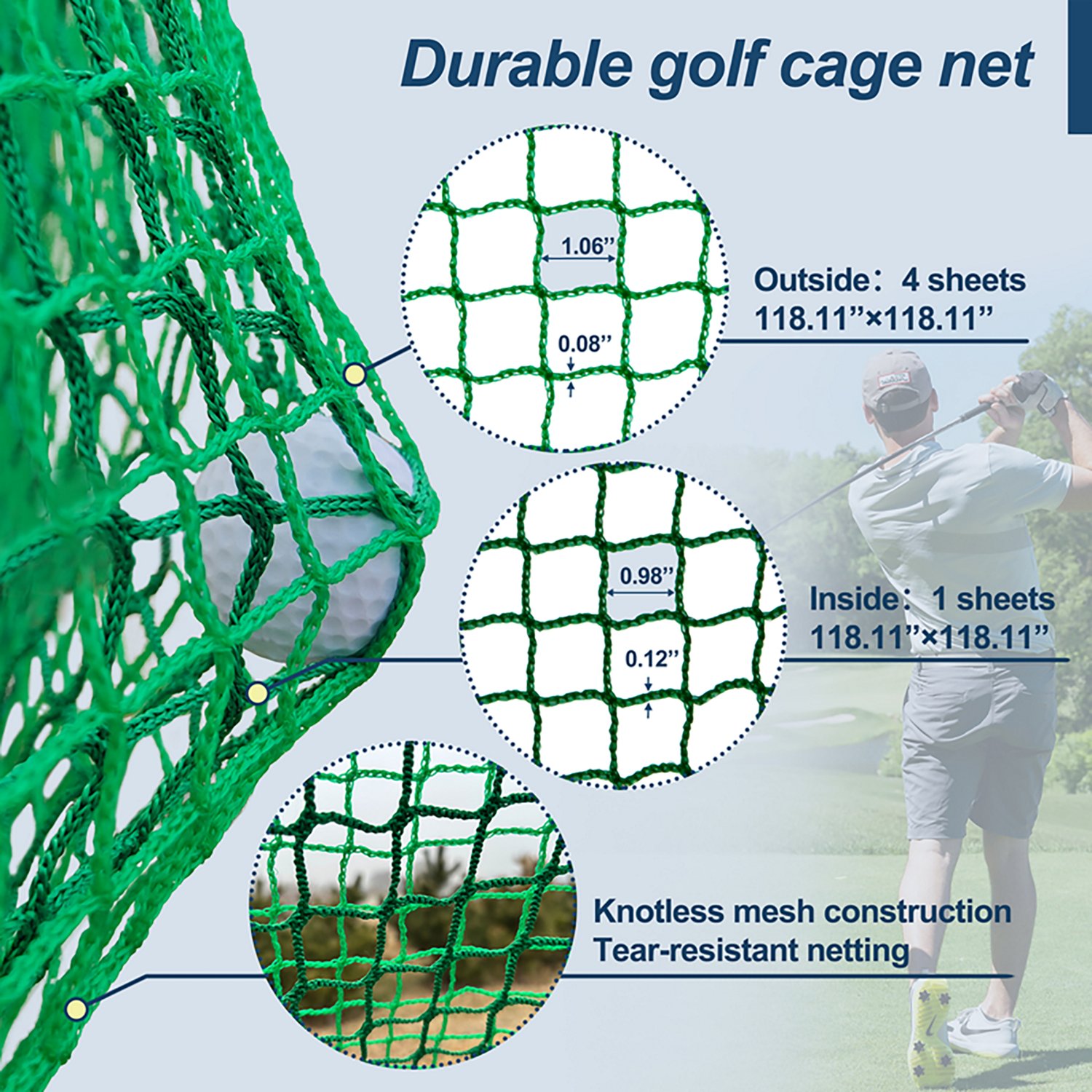 inQracer 10 ft x 10 ft x 10 ft Golf Practice Net Cage with Metal Frame