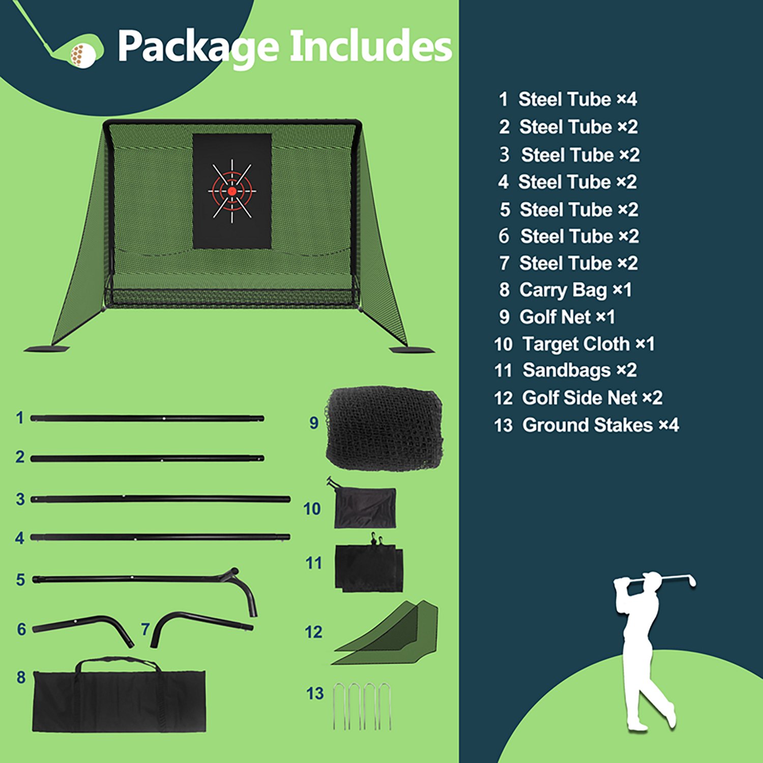 inQracer 10 ft x 7 ft Golf Practice Net with Auto Ball Return - view number 2
