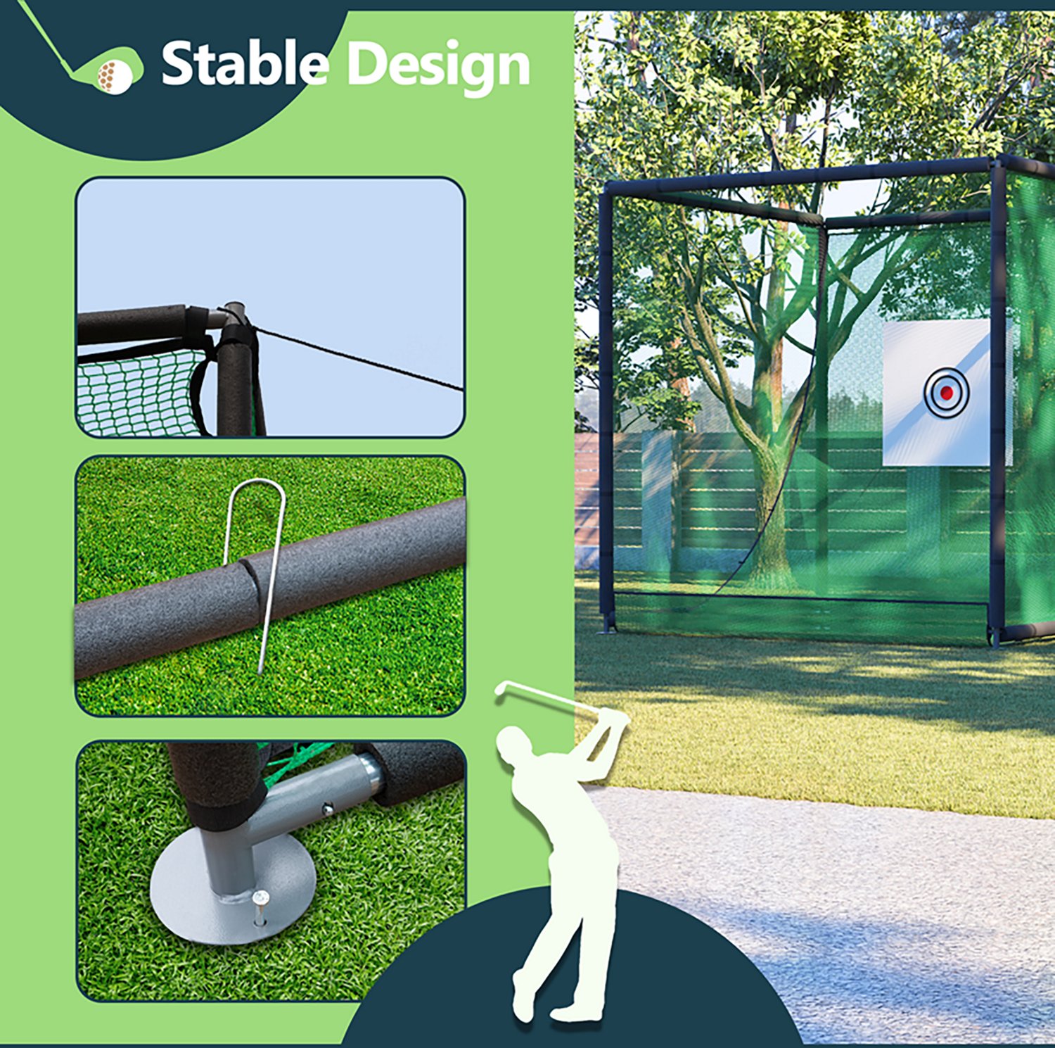 inQracer 10 ft x 10 ft x 10 ft Metal Frame Hitting Net Cage