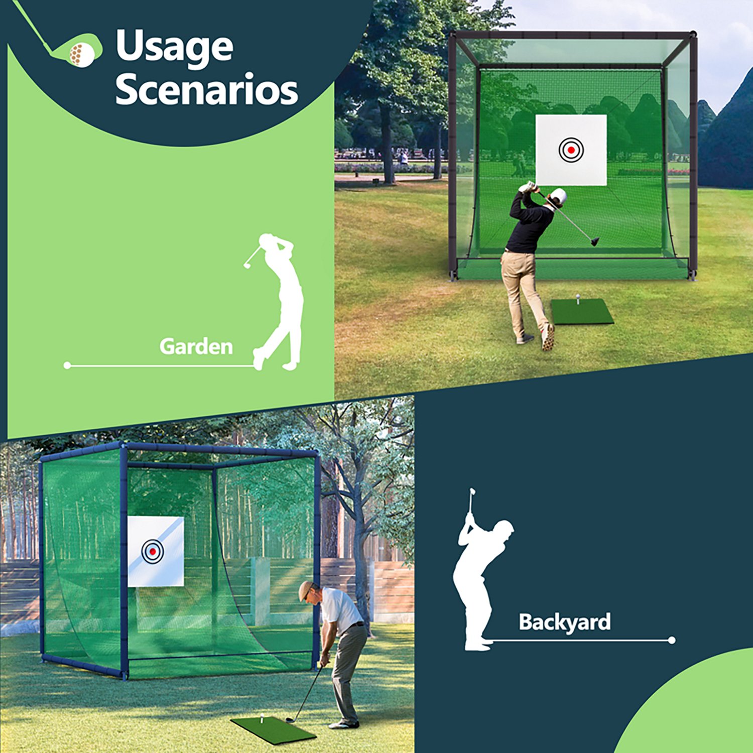 inQracer 10 ft x 10 ft x 10 ft Metal Frame Hitting Net Cage