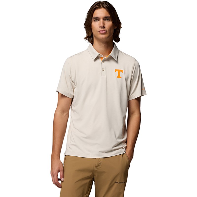 Columbia Men's Tennessee Volunteers Stone Marled Tech Trail Polo, XL, White