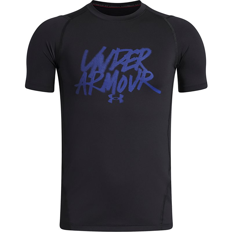 Under Armour Boys' HeatGear Armour Novelty Graphic Tee, XS, Black/Royal