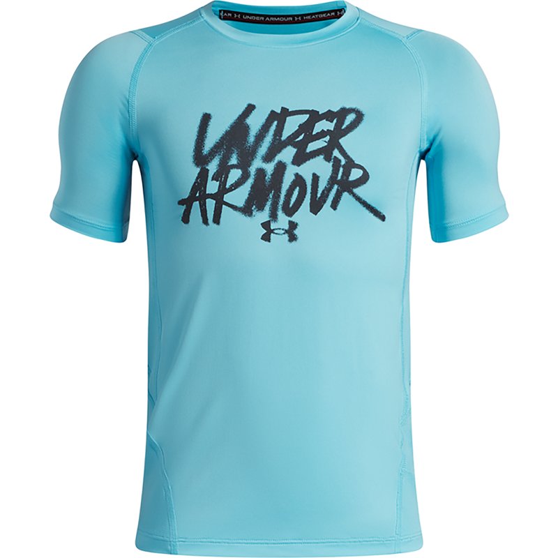 Under Armour Boys' HeatGear Armour Novelty Graphic Tee, XS, Fresco Blue/Black