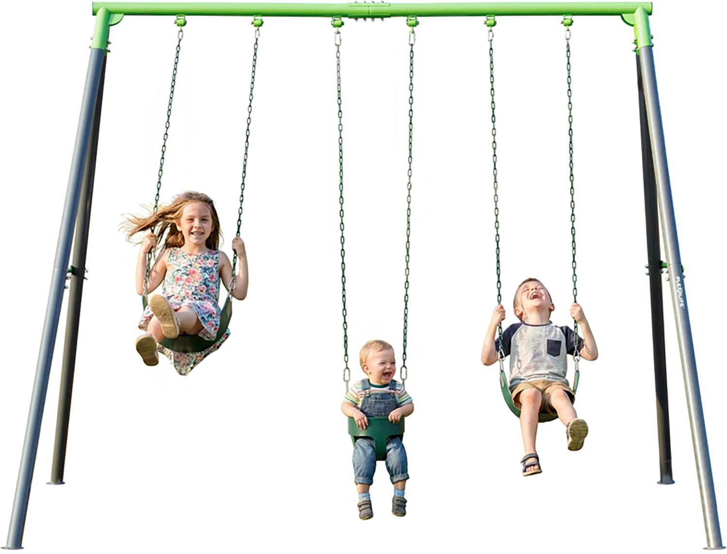 Plexalife 9-FT Heavy-Duty Metal Swing Set w/ Toddler Bucket Swing and 2 Belt Swings