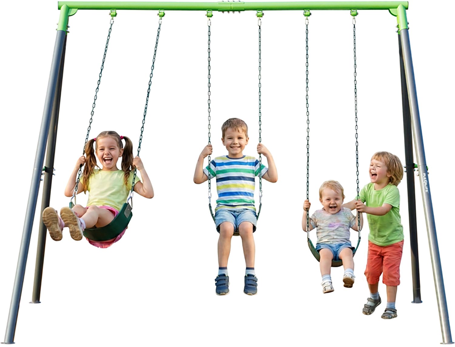 Plexalife 9-FT Heavy-Duty Metal Swing Set  w/ 3-Belt Swings