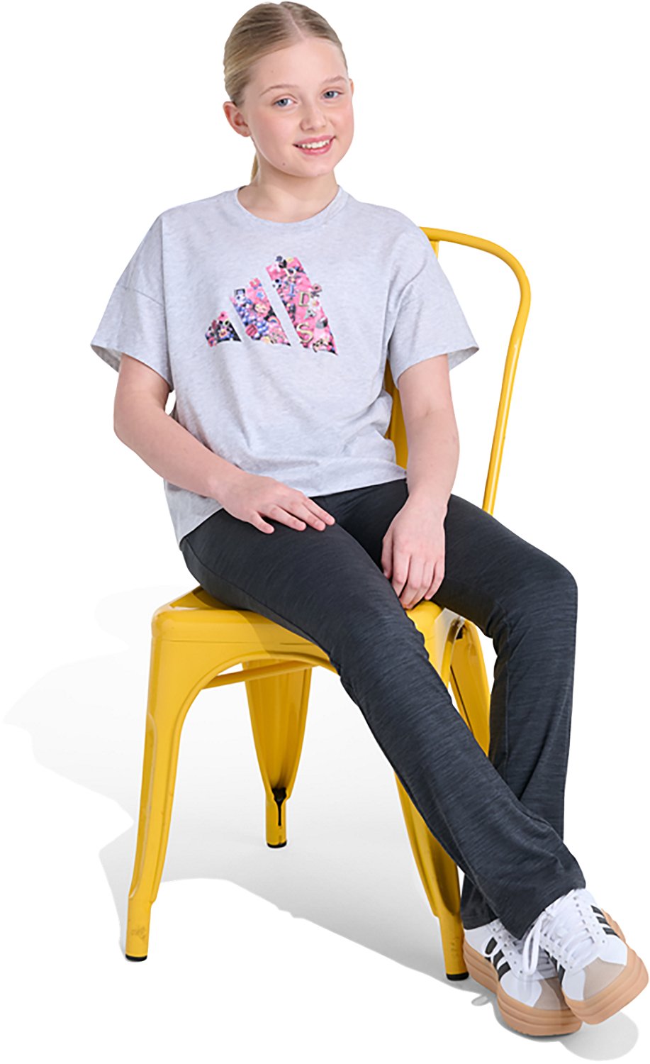 adidas Girls’ Silicone 3‑Bar Drop Shoulder T‑Shirt - view number 4