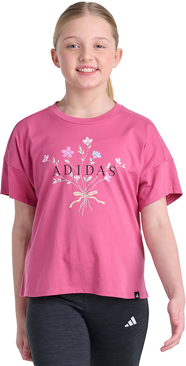 adidas Girls’ Drop Shoulder Graphic T‑Shirt