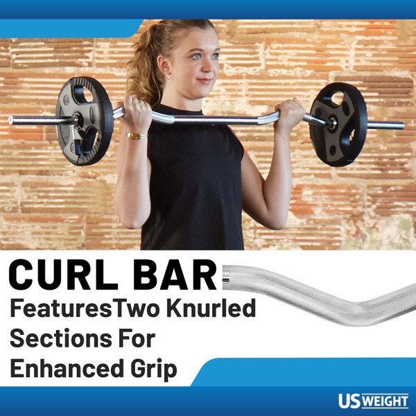US Weight 60 lb Curl Bar Weight Set w/ Spring Clips