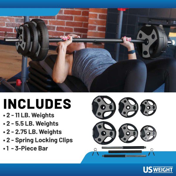 US Weight 54 lb Weight Set W/55" Bar- Grey - view number 3