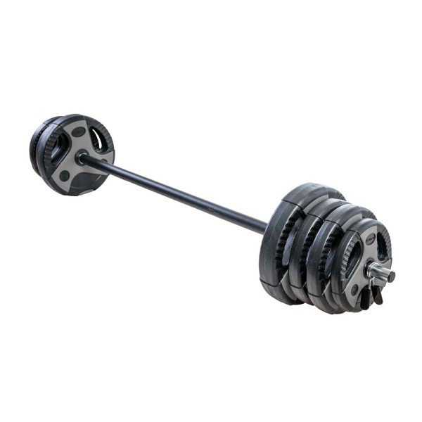 US Weight Adjustable 54 lb Weight Set W/55" Barbell- Grey