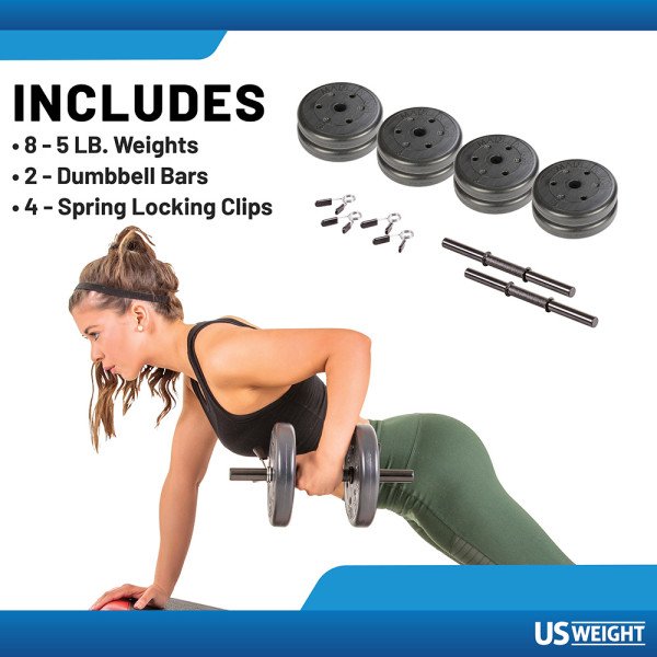 US Weight Adjustable 42 lb Dumbell Set W/Springs - view number 5